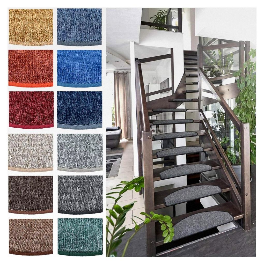 5 Stück Stufenmatten Treppenschoner 5er Pack Stufenteppiche Treppen Stufen Teppich Rost