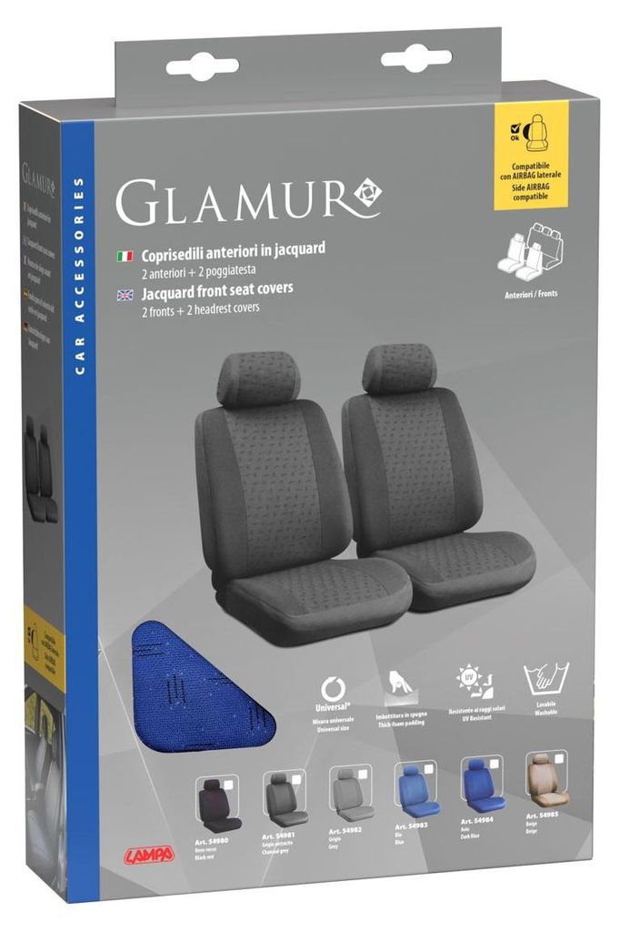 LAMPA Glamur Sitzschonbezug Vorne Polyester Blau Sitzbezug Produktbild 