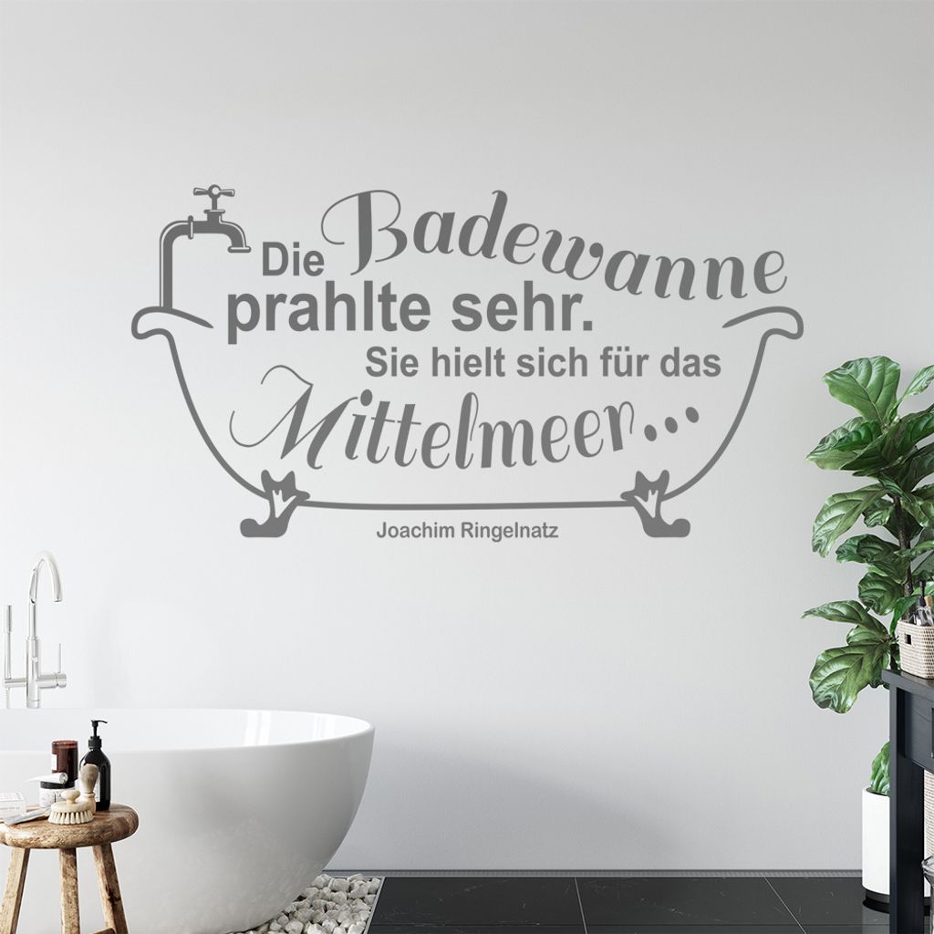 Die Badewanne prahlte sehr ... Wandtattoo in 6 Größen - Wandaufkleber Wall Sticker - Dekoration, Küche, Wohnzimmer, Schlafzimmer, Badezimmer