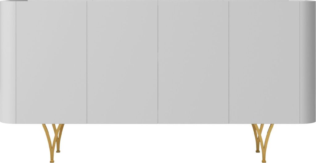 Moderne graue Kommode Dancan MONZA mit goldenen Beinen / 160 cm