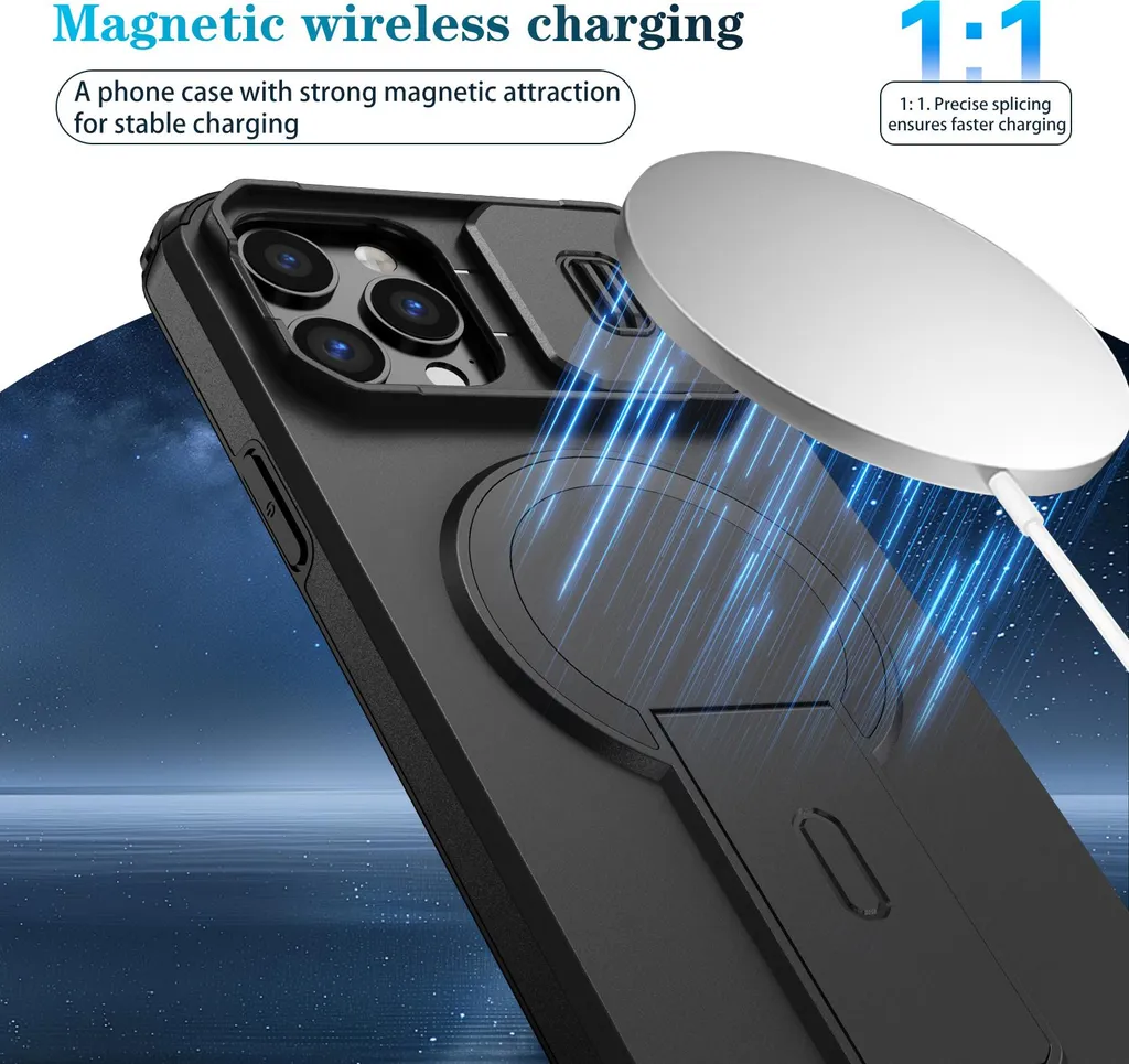 Cover iPhone 12 Pro Max Nera con Supporto e Protezione Fotocamera - 6