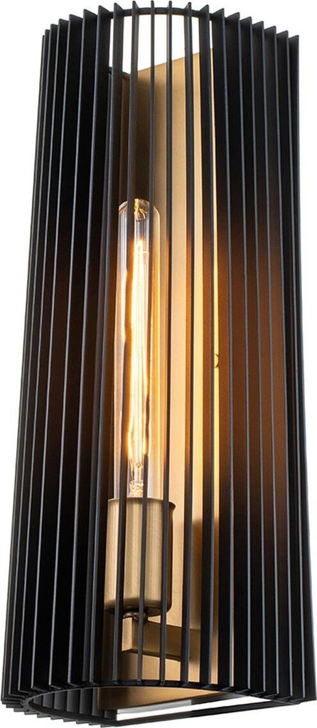 Wandleuchte Metall 43,2 cm hoch in Messing Schwarz E27 Modern Wandlampe