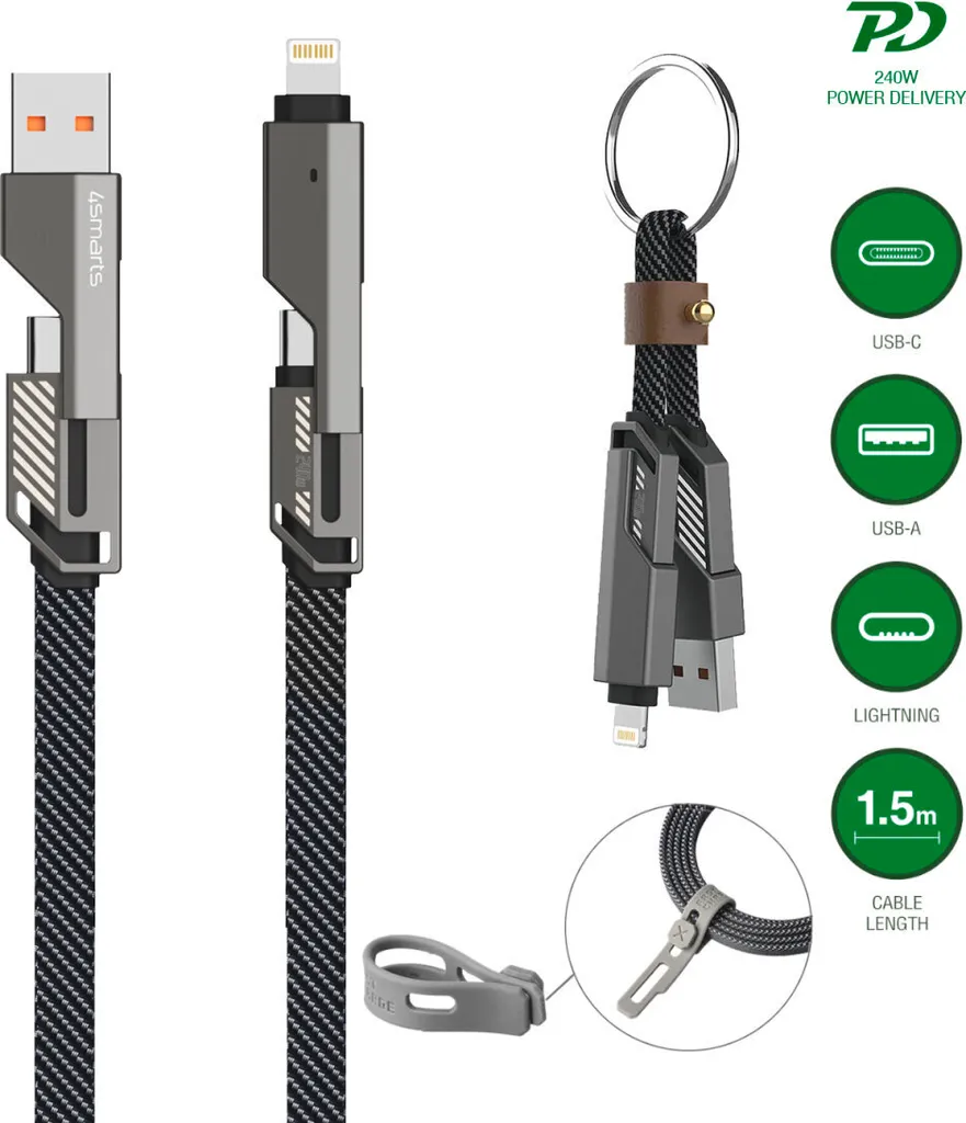 4smarts ComboCord USB-C e Cavo Portachiavi: Ricarica 240W per veri esperti
