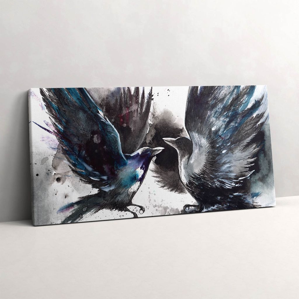 Gemalte Vögel – Leinwandbild Wandbild – 140x70 cm – Leinwandbilder – Wandbilder – Schlafzimmer – Flur