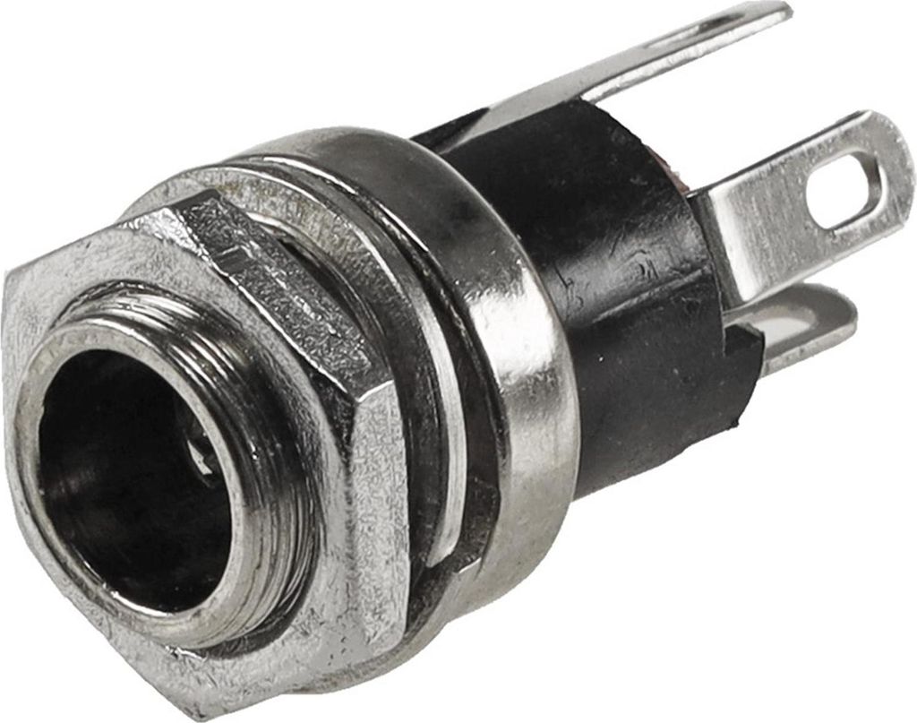 ChiliTec 21587 Einbaubuchse für 2,1/5,5mm Hohlstecker max. 12V DC / 3A, Ø 10mm, Lötanschluss