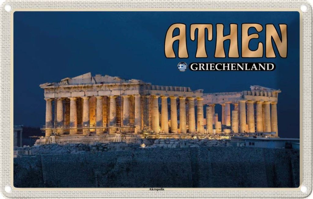 vianmo Blechschild 20x30 cm Athen Griechenland Akropolis Stadtfestung Bildmotiv Reisemotiv Abenteuer Reisen Urlaub