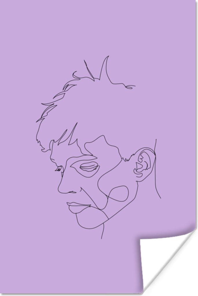 MuchoWow Poster Strichzeichnung - Mann - Pastell 40x60 cm - Plakate für die Wand - Poster Babyzimmer