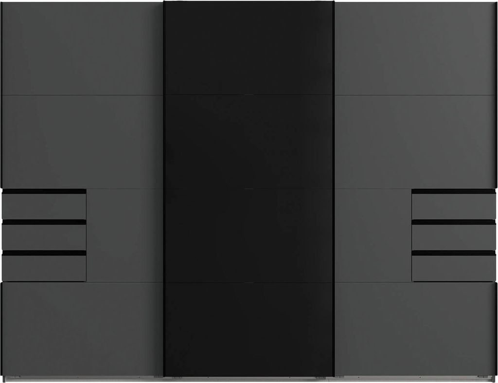 Schwebetürenschrank - 270 x 208 cm - 6 Schubladen - Graphit Produktbild 5