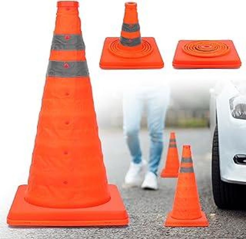 TAOPE Faltkegel Warnkegel, 45cm Reflektierender Verkehrskegel, Orange Verkehrsleitkegel Pylone Faltbar, Faltbar Warnkegel Sicherheitskegel Leitkege...