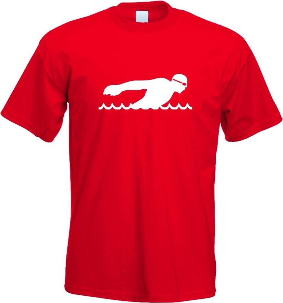 Kiwistar - T-Shirt - rot - Triathlon Sportler Figur Motiv Bedruckt Funshirt Design Print - mit Motiv Bedruckt - Funshirt Design - Sport - Freizeit ...
