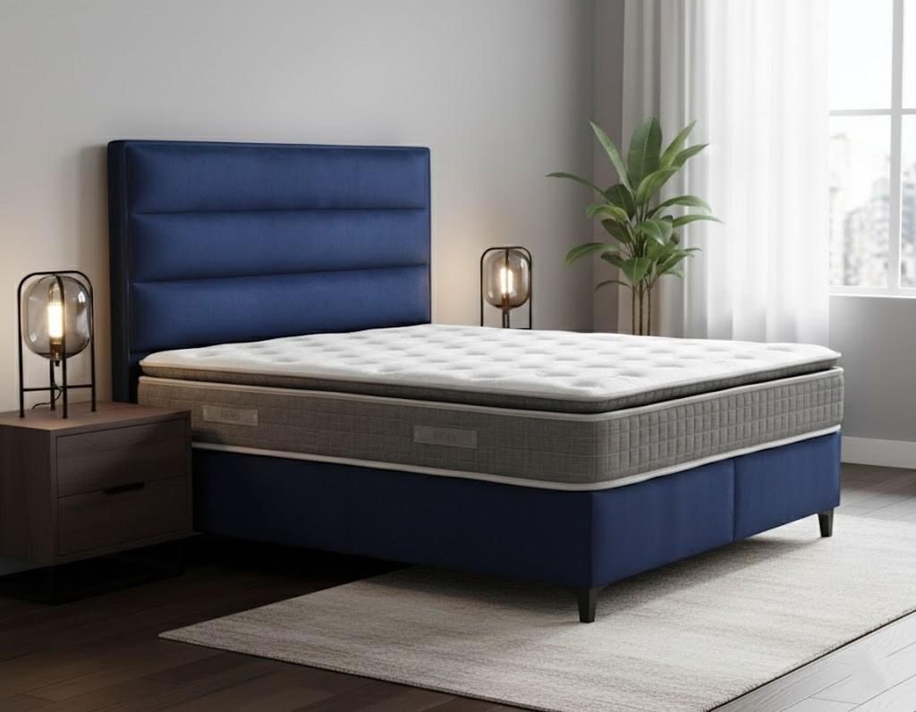 Stilvolles Bett mit Holzrahmen für modernes Schlafzimmer