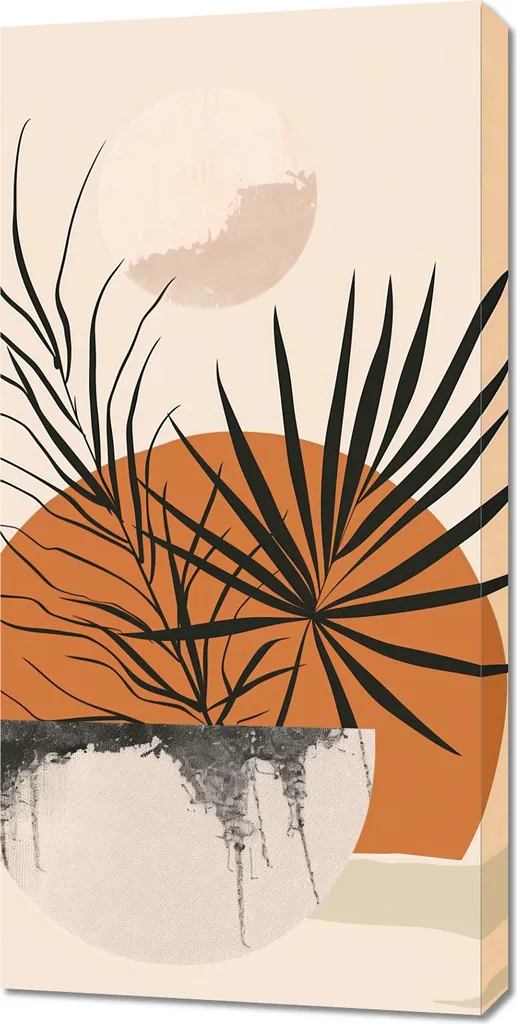 Offerta Quadro Moderno 50x100 cm Tramonto con Palme - Saldi Online