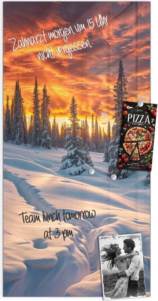 Magnettafel 50x100cm Pinnwand Whiteboard beschreibbar - Winter Sonnenuntergang