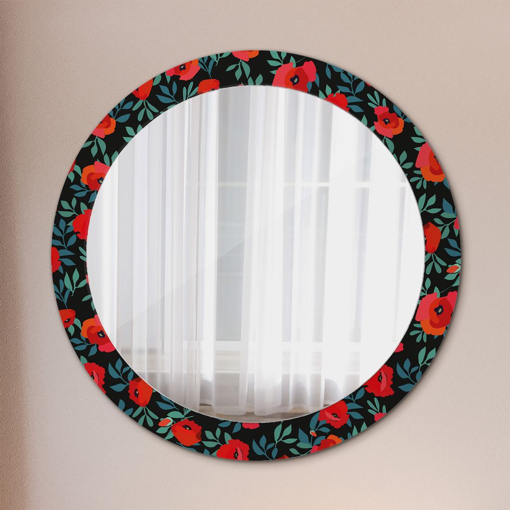 Ø80cm Spiegel - Glasrahmen mit Aufdruck - Wandspiegel Produktbild 
