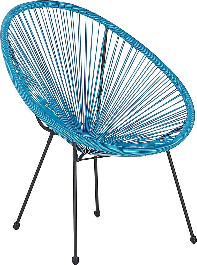 BELIANI Balkonstuhl Blau Polyrattan Spaghetti-Optik Modern Mexikanischer Stil Outdoor Balkon Terrasse Garten Möbel