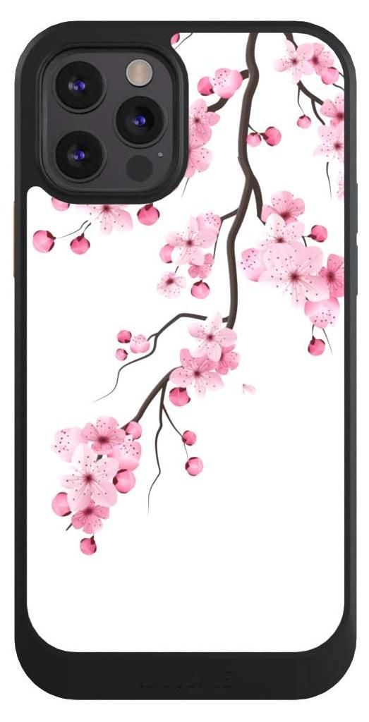 NIVOCASE Hülle für Apple iPhone 12 Pro Handyhülle NIVOcore Case Schwarz Asien Japan Kirschblüten