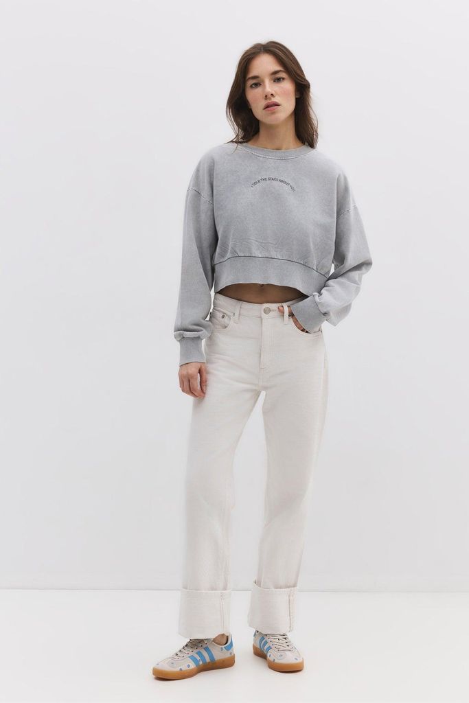 Sweatshirt mit Steinverzierungen, Light Grey, M