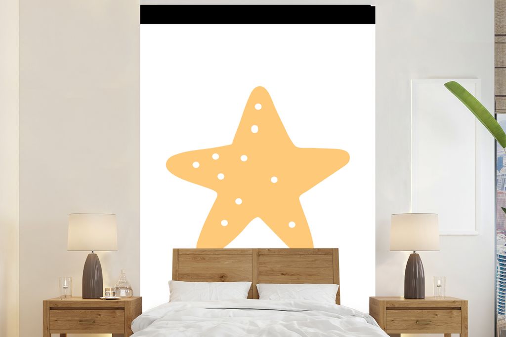 MuchoWow Fototapete für Wohnzimmer oder Schlafzimmer Wandtapete Vinyl Motivtapete Stern - Mädchen - Jungen - Punkte - Kinder - 165x220 cm - Kin...