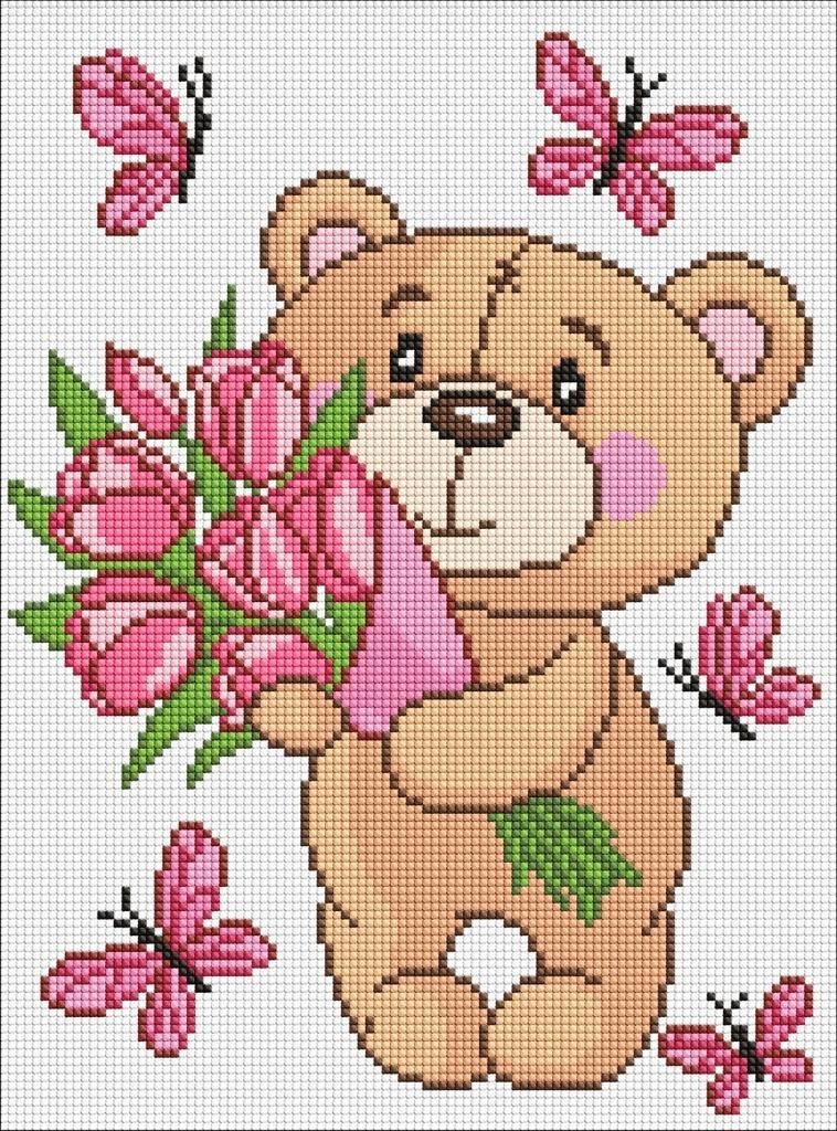 Diamant-Mosaik – Niedlicher Plüschbär 30 x 40 cm – Ideyka