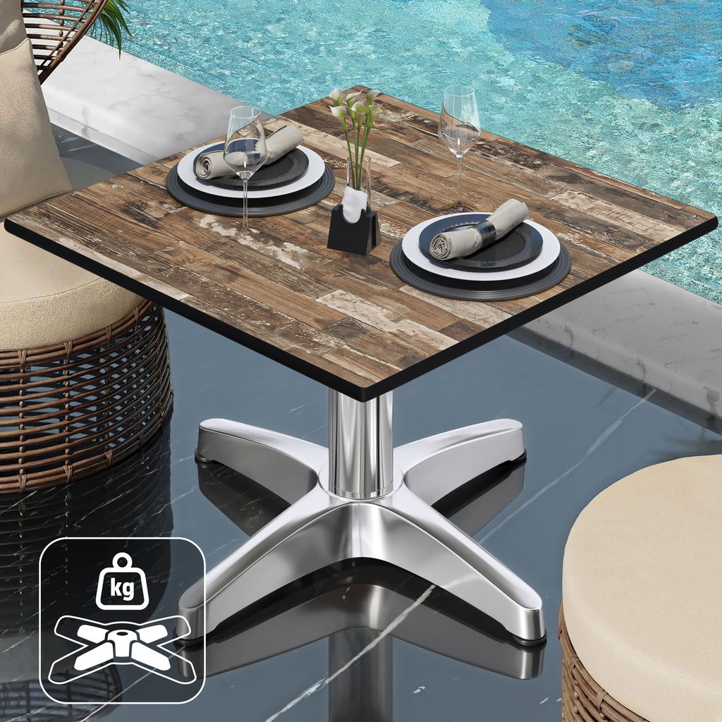 CPBL | Compact Loungetisch | B:T:H 70 x 70 x 42 cm | Vintage Old / Aluminium | Zusatzgewicht | Bistro Loungetisch Gastro Tisch