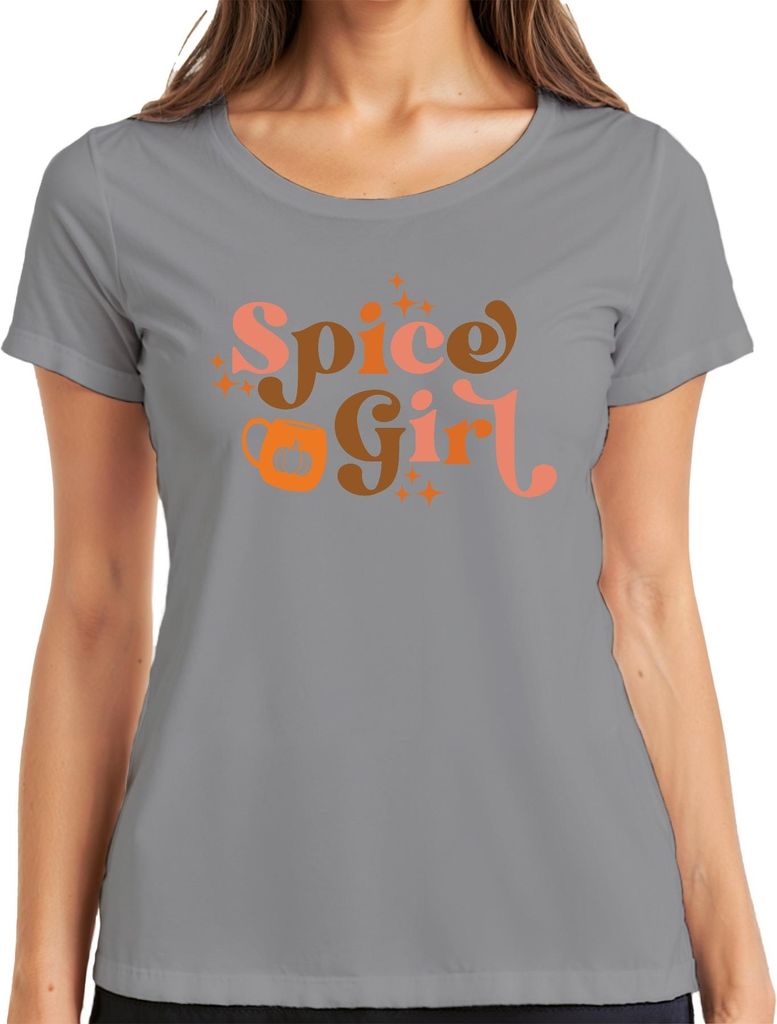 Spice Girl Pumpkin Spice Latte Kürbislatte Herbst Kürbis Retro Damen T-Shirt, Grau, L