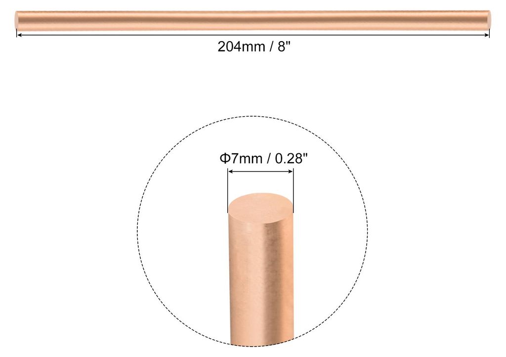 2 Stš¹ck Messing Rundstab 7 mm Durchmesser 204 mm L?nge Massiver Kupferstab Drehbankstange fš¹r DIY Metallhandwerk Schmuckk?stchen RC Modell