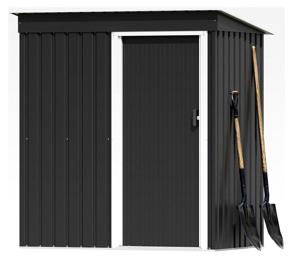 Metallgerätehaus 151 x 77 x 182 cm (2,1 m³), Kleines Gerätehaus mit verzinktem Stahlrahmen, Inkl. Handschuhe, Schiebtür, Pultdach, Gartenschupp...