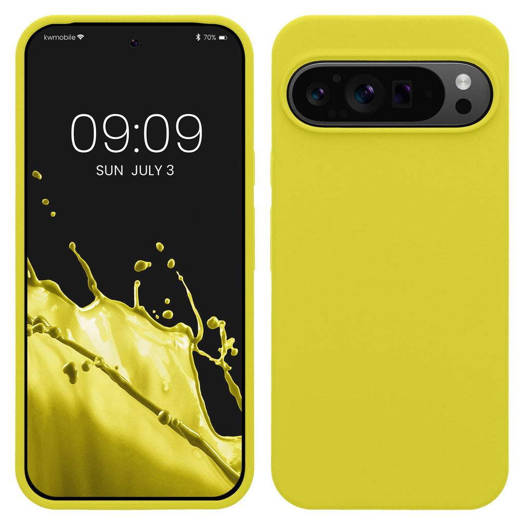kwmobile Handyhülle für Google Pixel 9 Pro XL Hülle, für Pixel 9 Pro XL Case - Hülle Silikon - kabelloses Laden - Zitronengelb