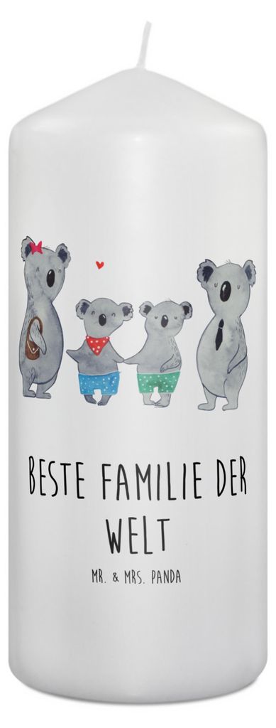 Mr. & Mrs. Panda Kerze Koala Familie zwei 19 x 8 cm - Weiß - Geschenk, Erinnerungskerze, Familienzeit, Stumpenkerze, Bedruckte, Wachskerze, Koalab...