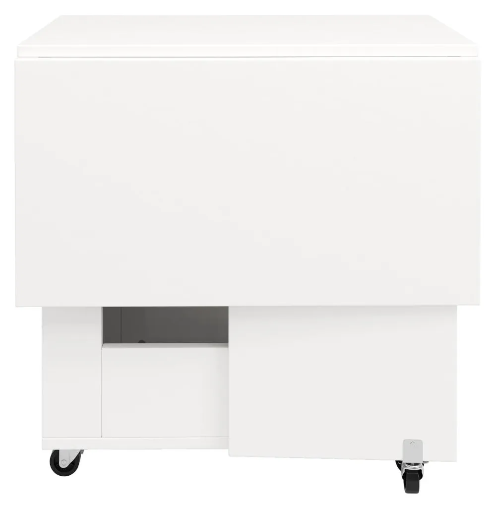 Table de cuisine mobile blanche 120 cm avec rangements et 2 tiroirs - 13