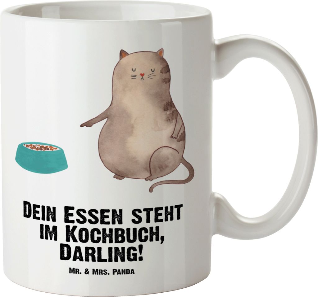 Mr. & Mrs. Panda weisse tasse Katze Fressen - Weiß - Geschenk, Große, Teebecher, Riesenkaffeetasse, XL, jumbotasse