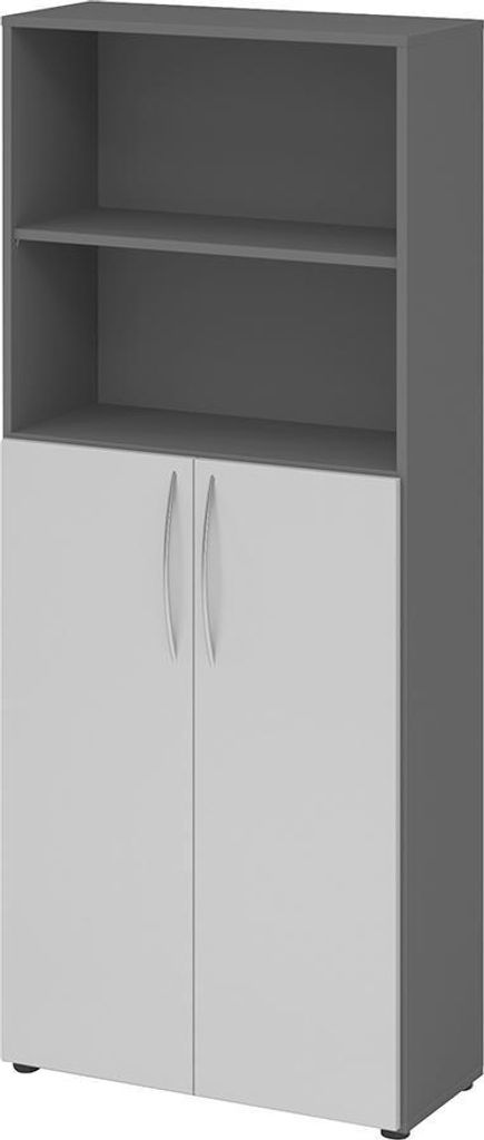 HAMMERBACHER Regalschrank 4770, V4770/G/5/BM grafit, lichtgrau 80,0 x 34,6 x 188,0 cm