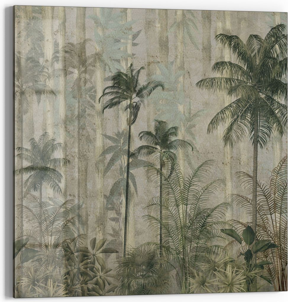 DEQORI Glasbild Echtglas 50x50 cm 'Dschungelgeflüster' Wandbild Bild modern Deko