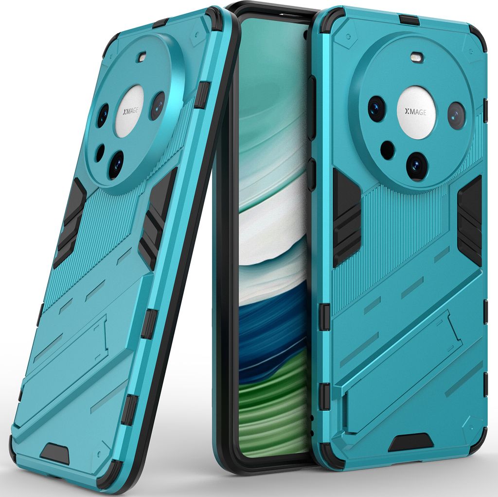 Armor Hülle für Huawei Mate 60 Pro/Mate 60 Pro+, Hybrid PC TPU Bumper Stoßfestes Schutzhülle mit Standfunktion Blau