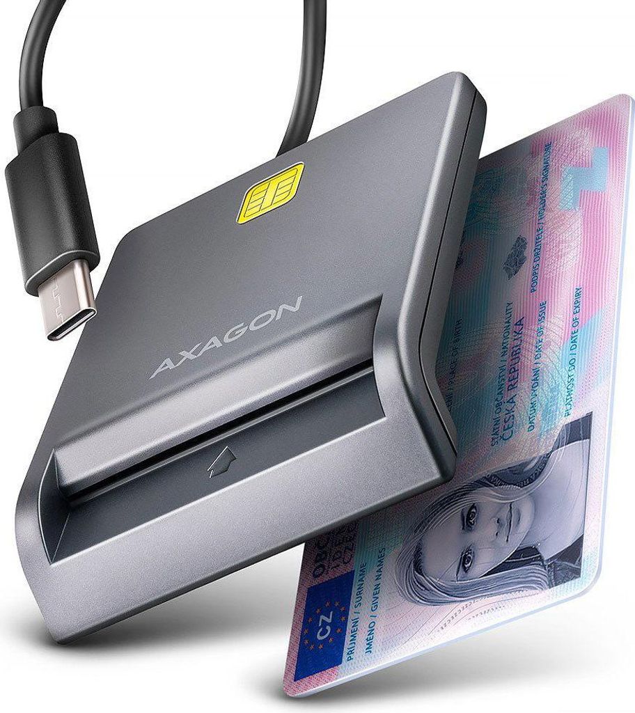 AXAGON CRE-SM3TC smart card reader USB-C 1.2m cable Immagine del prodotto 