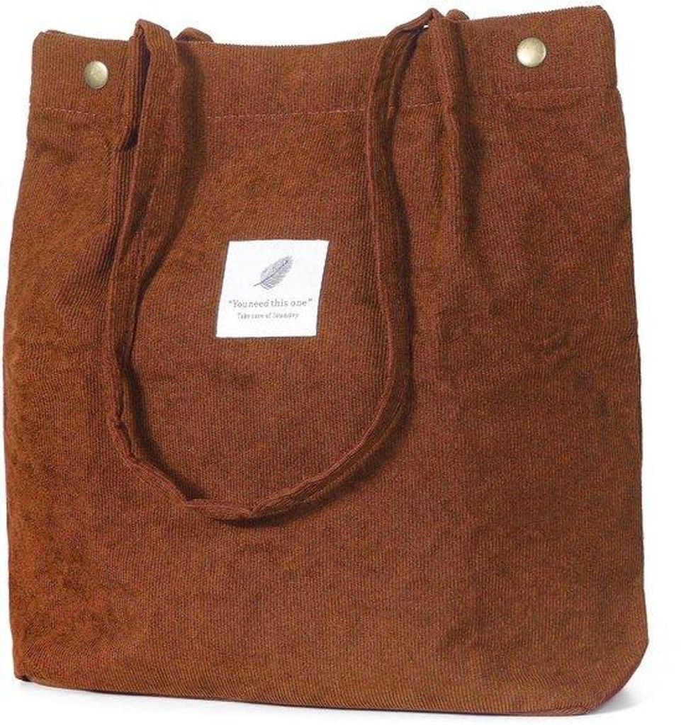 Grosser Corduroy-Beutel, Jute-Rucksack für Frauen, Schul- und Arbeitsbeutel, Reisebeutel, Tagesbeutel, große Beutel für Frauen, braun