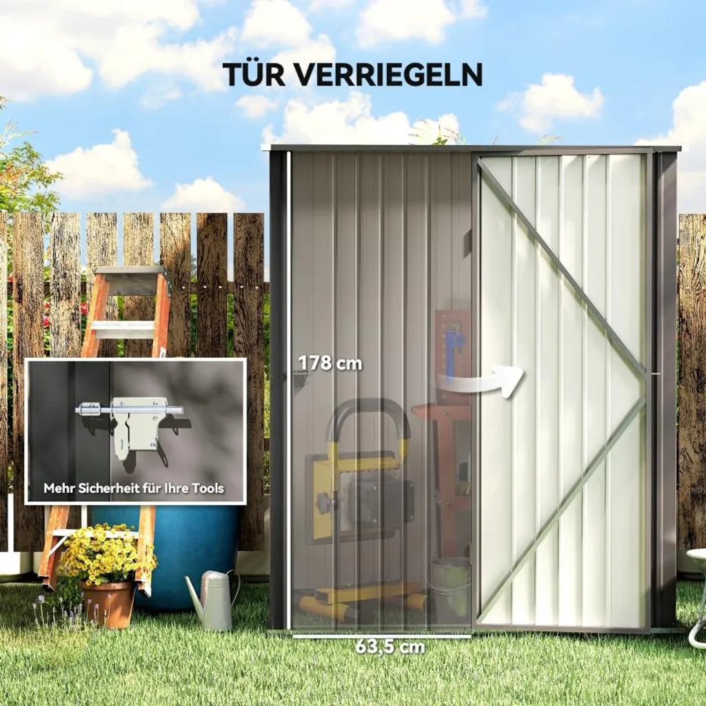 Abri de jardin résistant aux intempéries structure acier noir 196cm - 5