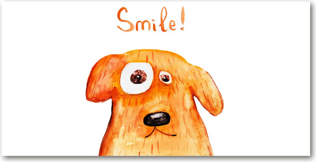 Tulup Glas-Bild -140x70- Wandkunst Dekorative Wand für Küche & Wohnzimmer - Tiere - Hund - Orange