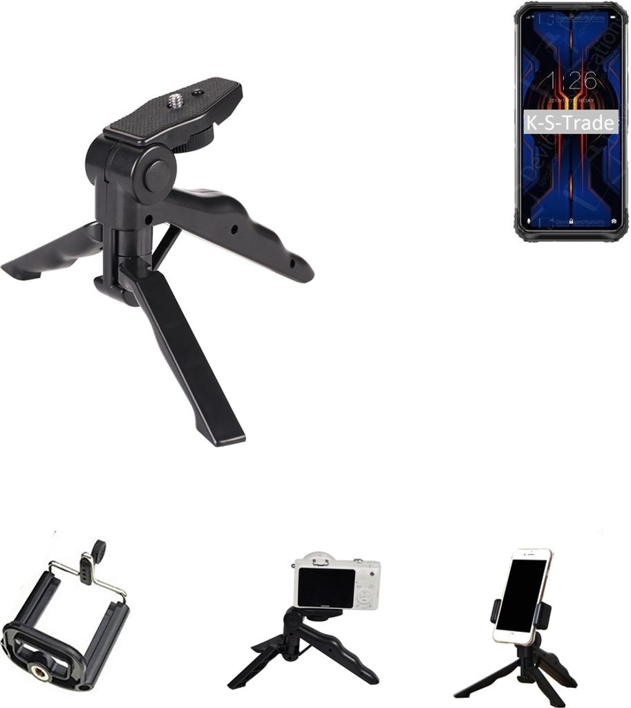 K-S-Trade Stativ Tisch-Ständer Dreibein Handy-Stativ Ständer kompatibel mit Doogee S95 Pro Mini-Stativ Smartphone Tripod Handy-Stativ aus Plastik