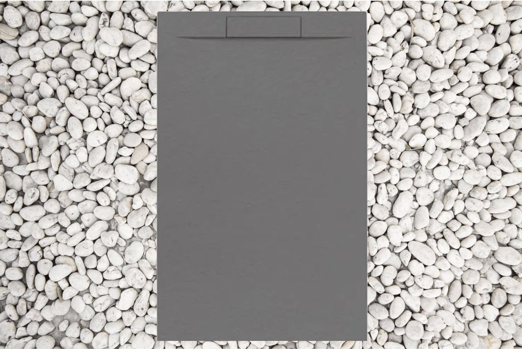 Duschwanne 160X70 cm GRAU Vulcano Line PLUS Aus Harz und Marmorpulver Mit Seitengitter AUS MARMORESINA - FRASCIO