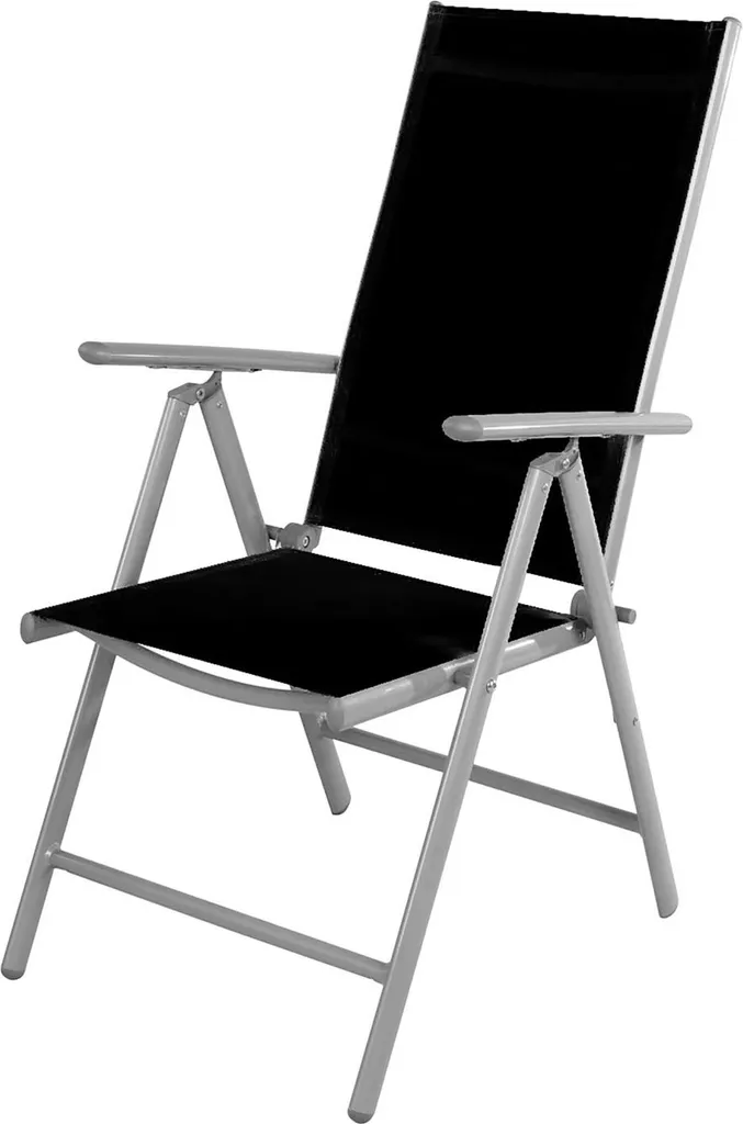 Offerta Sedia Pieghevole Giardino Alluminio Grigio Nero Textilene