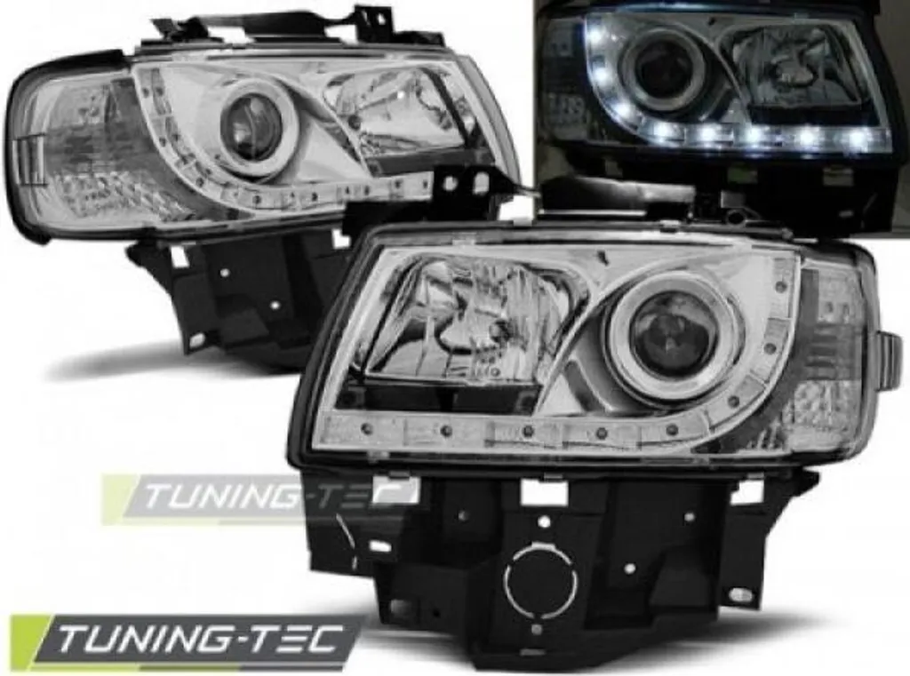 Bloc Optique Avant LED pour VW T4 Caravelle 1996-2003 Finition Chrome
