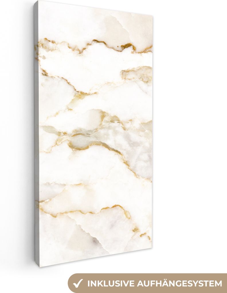 MuchoWow® - Leinwandbilder - Marmor - Limette - Gold - Produktbild 
