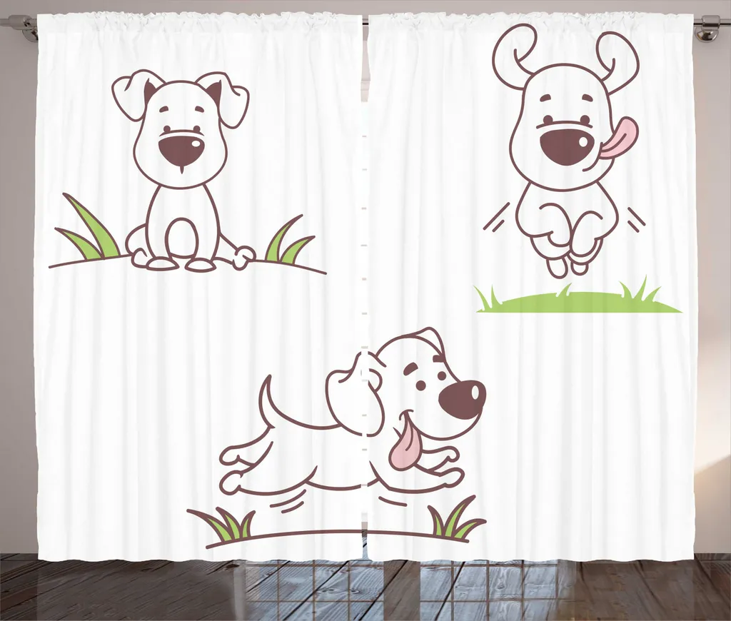 Rideau Chien ABAKUHAUS Chien Espiègle 280 x 225 cm Mauve Taupe et Vert