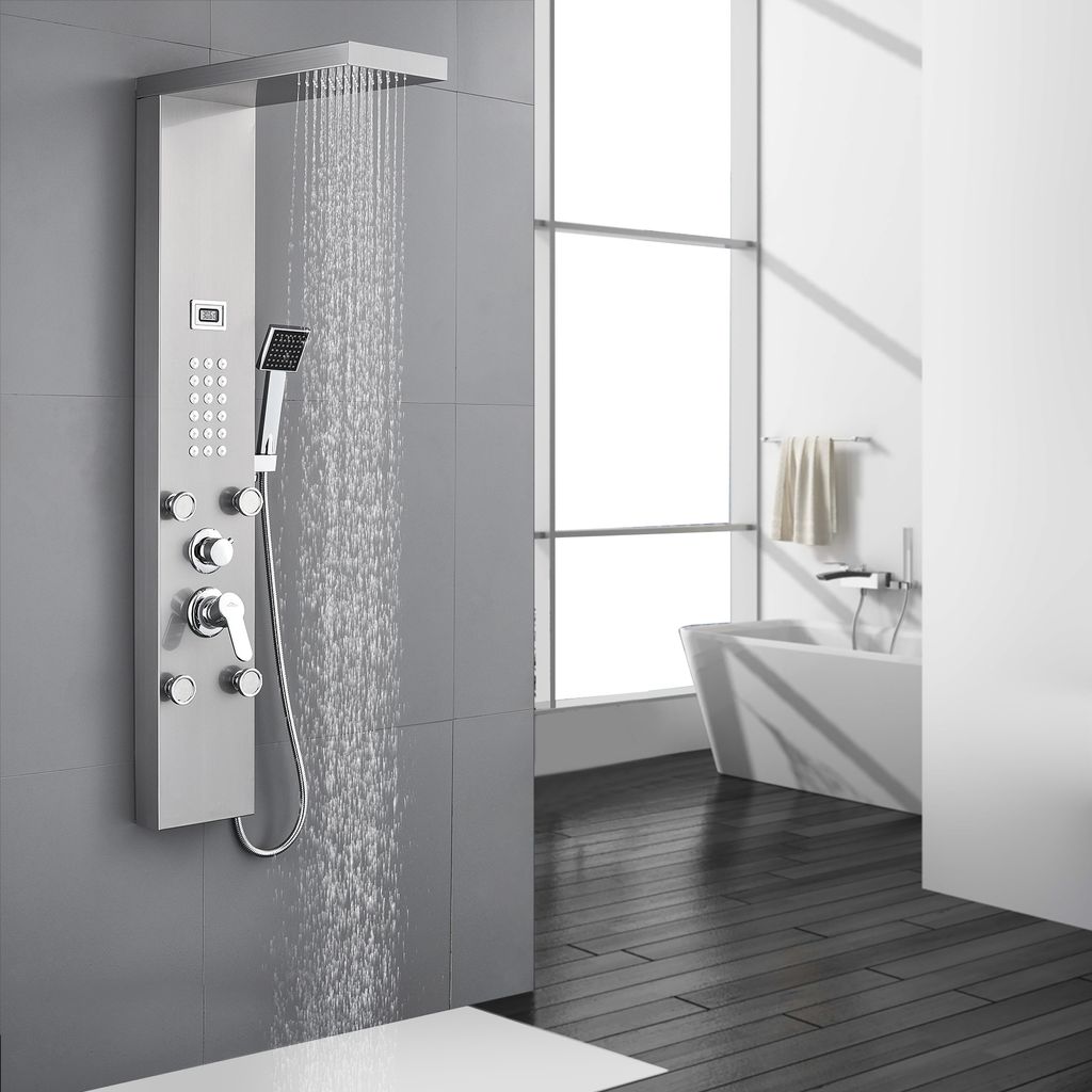 Duschpaneel Duschsäulen aus rostfreiem Edelstahl mit LED Duschset Handbrause DE