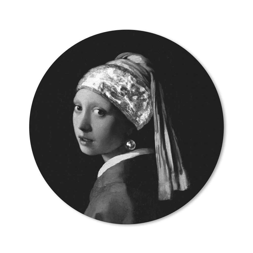 MuchoWow Mauspad Mousepad Das Mädchen mit dem Perlenohrring - Johannes Vermeer - Schwarz und weiß 30x30 cm - Mousepads - Maus Mat - Pad - Mausu...