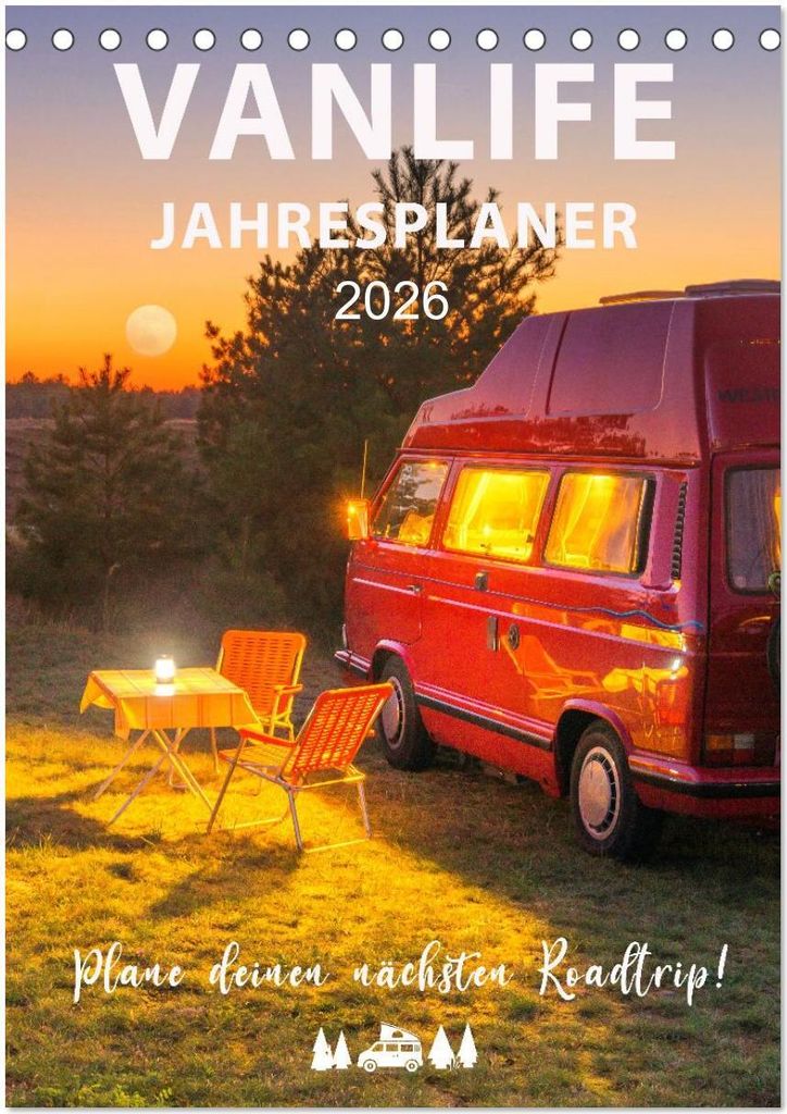 Vanlife Jahresplaner (Tischkalender 2026 DIN A5 hoch), CALVENDO Monatskalender