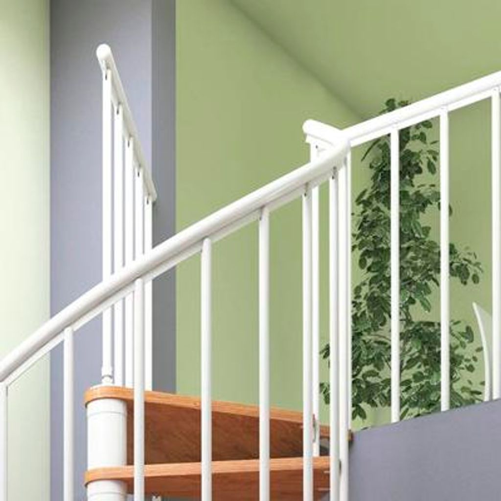 Pertura Spindeltreppe Cleon Eiche Multiplex Ø 120 cm Weiß 11 Stück Stufen 12 Steigungen