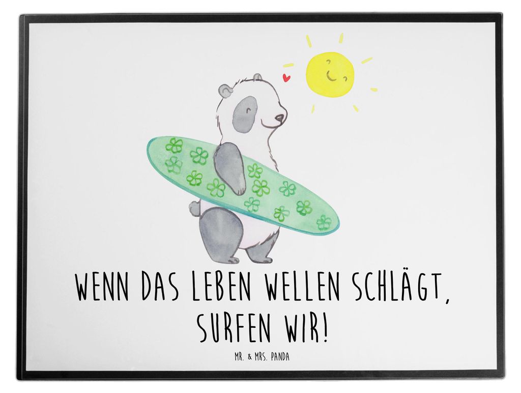 Mr. & Mrs. Panda schreibtischunterlage Sommer Wellen Surf - Weiß - Geschenk, Blühende Blumen, Sommerferien, Urlaub Am Meer, Gemütlichkeit, Stran...
