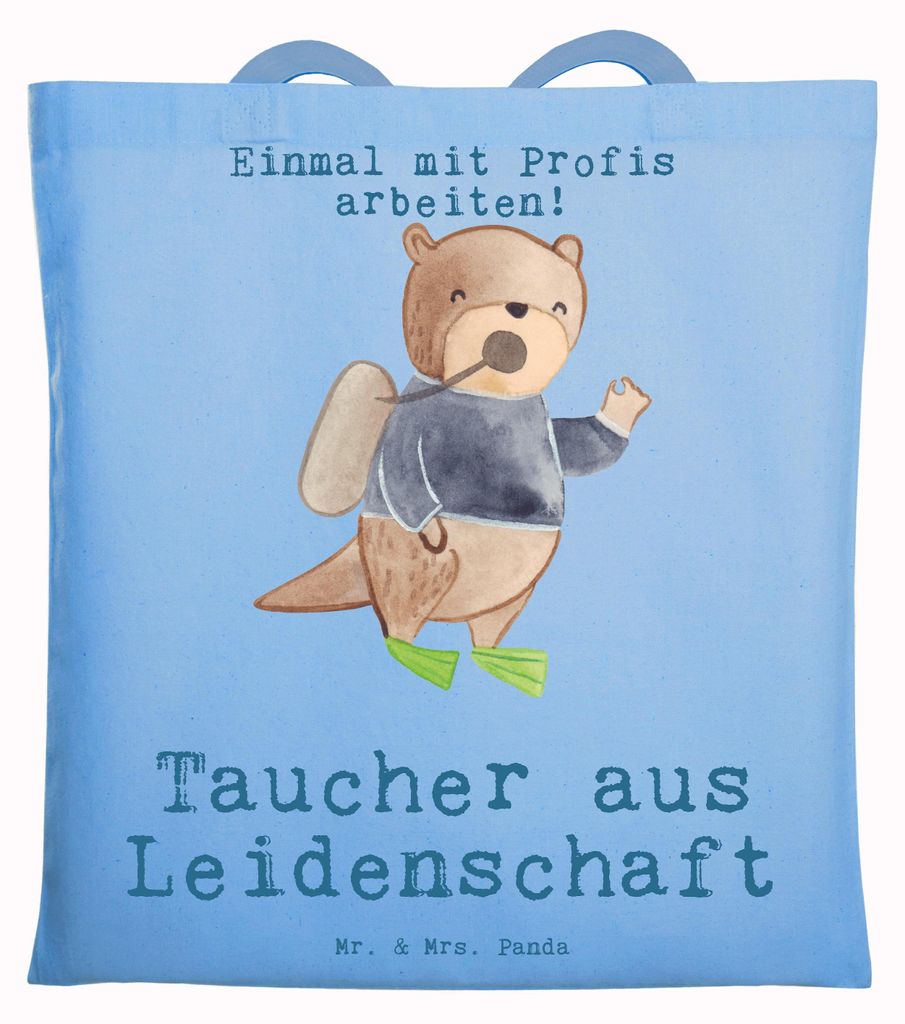 Mr. & Mrs. Panda canvas tasche Taucher Leidenschaft - Sky Blue - Geschenk, Tote Bag, Stoffbeutel, Jutebeutel, Freizeittasche, Laptoptasche